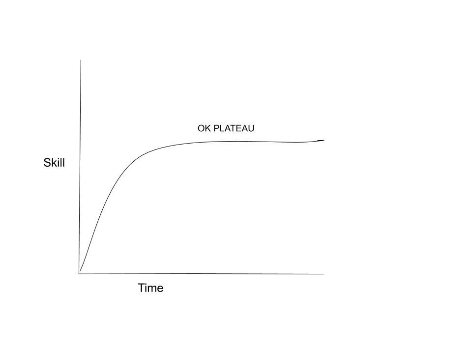 Deliberate practice theory states that you need to practice in a certain way to cross the ‘ok plateau’