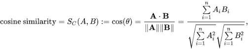 CoSINE similarity between two vectors 